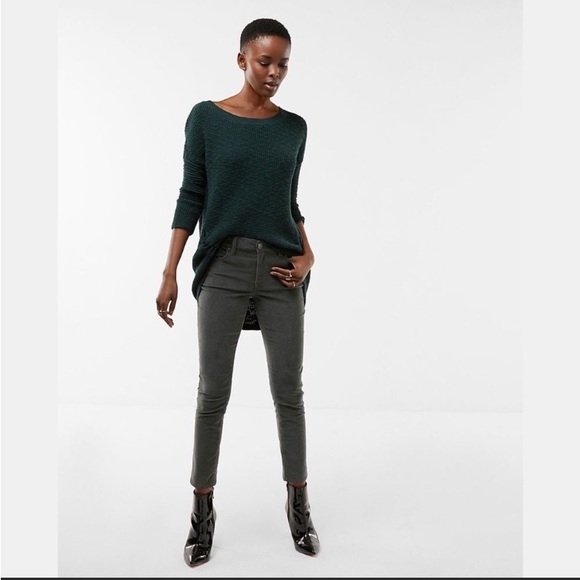 Express Mid Rise Gray Corduroy Leggings - Picture 3 of 12